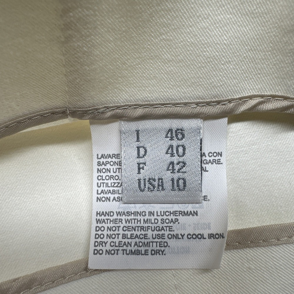 NWT Gunex Cotton Silk Slim Tapered Pants Women's Size 10 Cream Old Money Italy - Picture 9 of 11
